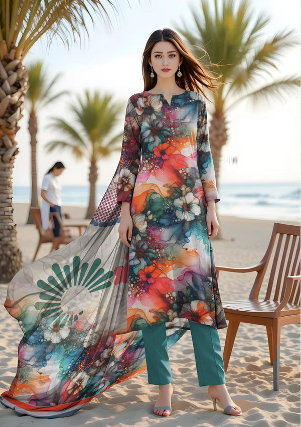 Bin Naeem Fabric Lawn 3Pcs De - LA17 - P30161 - Bin Naeem Fabrics
