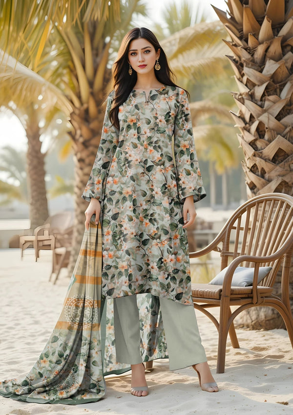 Bin Naeem Fabric Lawn 3Pcs De - LA17 - P30162 - Bin Naeem Fabrics