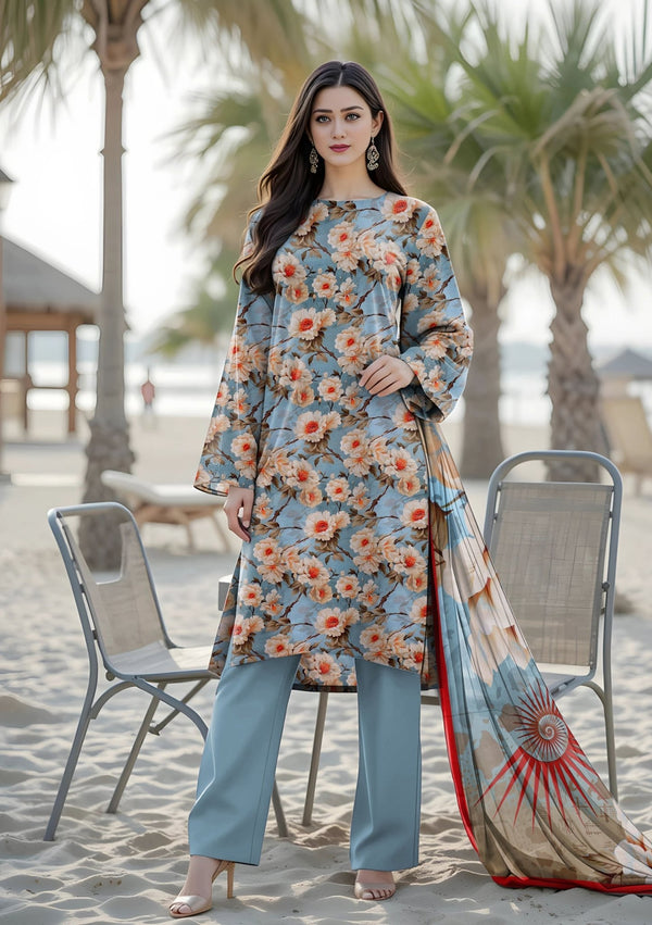 Bin Naeem Fabric Lawn 3Pcs De - LA17 - P30163 - Bin Naeem Fabrics