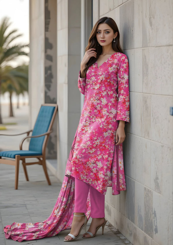 Bin Naeem Fabric Lawn 3Pcs De - LA17 - P30164 - Bin Naeem Fabrics
