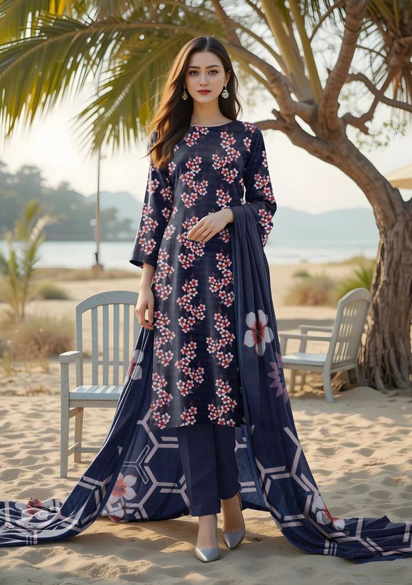 Bin Naeem Fabric Lawn 3Pcs De - LA17 - P30169 - Bin Naeem Fabrics